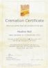 14 Nov 2012 Cremation Certificate for Heather Ball (née Culbertson) who died aged 87 years