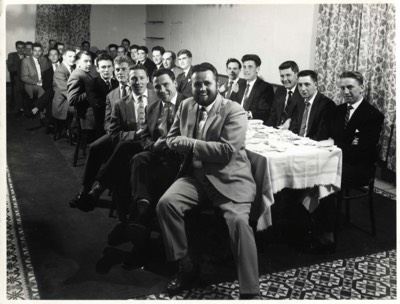  RNAS Hal Far rugby club dinner. J M Culbertson 7th from right in back row 