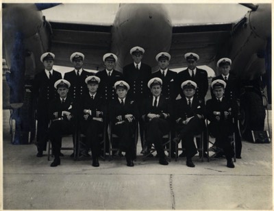  Lt J M Culbertson front row left under nose of Mosquito 24-Jun-1948 