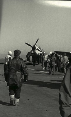  Firefly (?) on deck of unkown aircraft carrier 