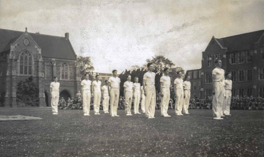 1941 - Gymnastics team performing in The Quad, St Edward's School, Oxford