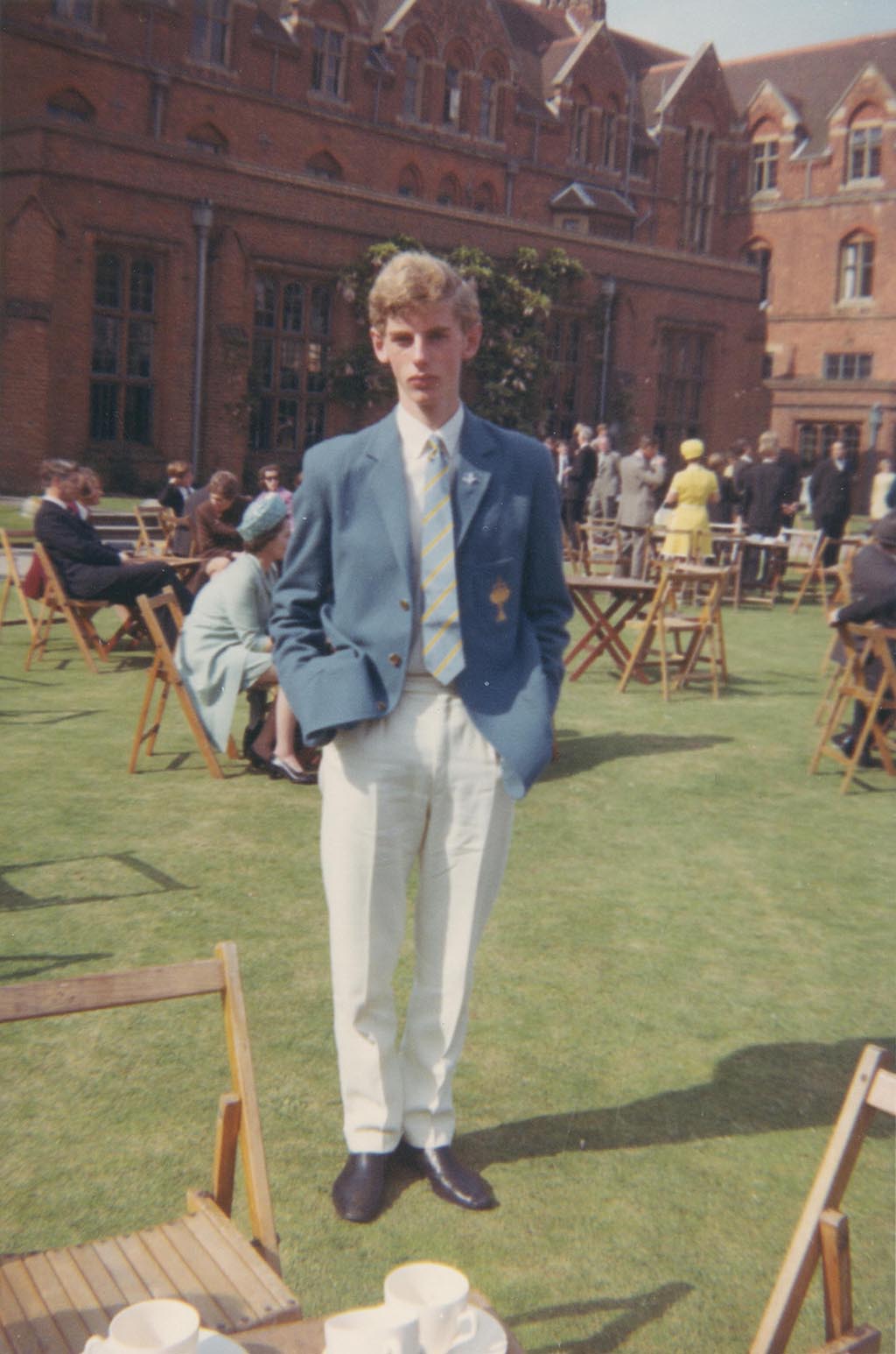 06 Jun 1969 Geoffrey M J Culbertson in 1st VIII uniform at St Edwards' School, Oxford