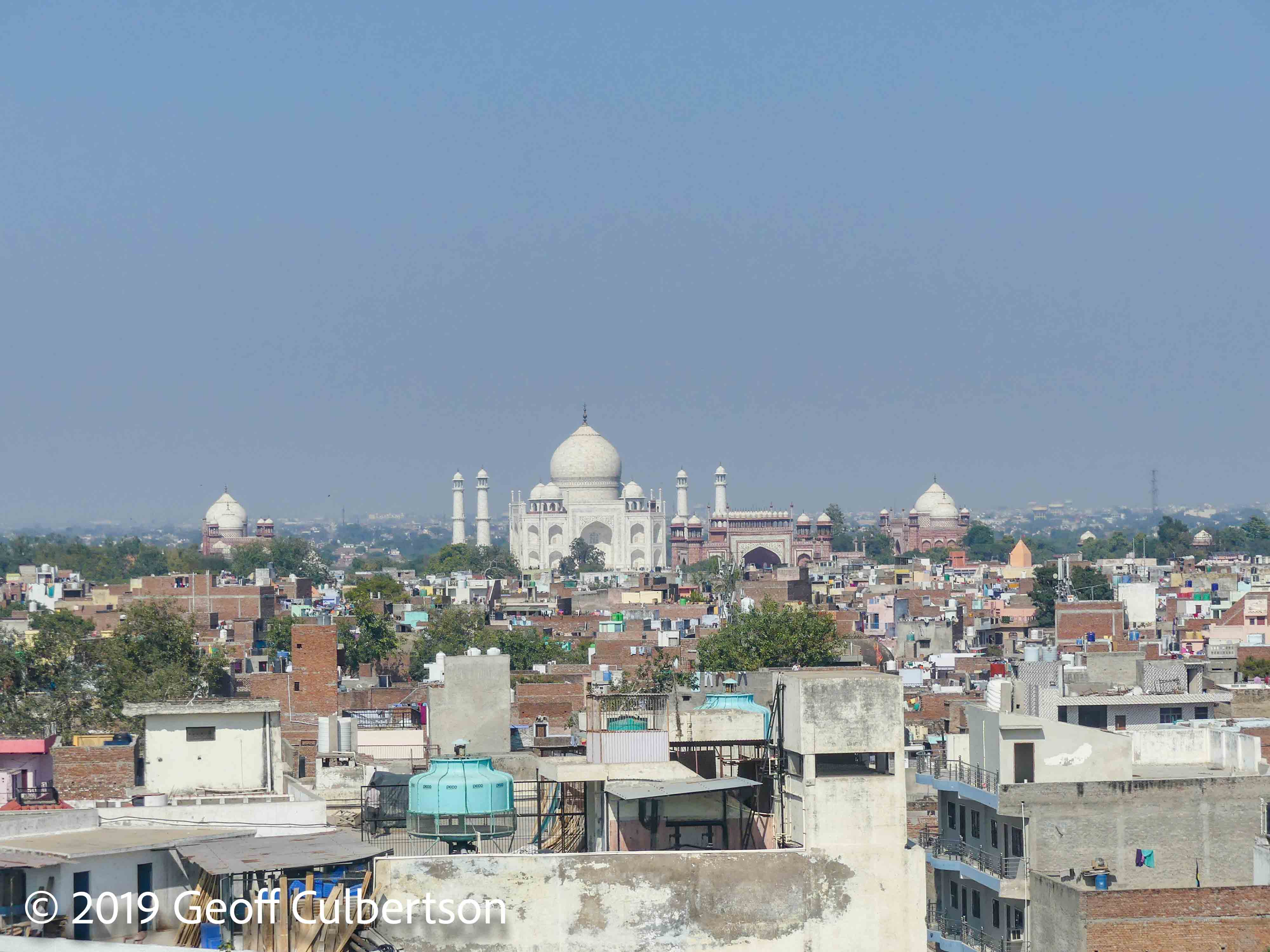 View North of Taj Mahal from Gateway Hotel, Agra