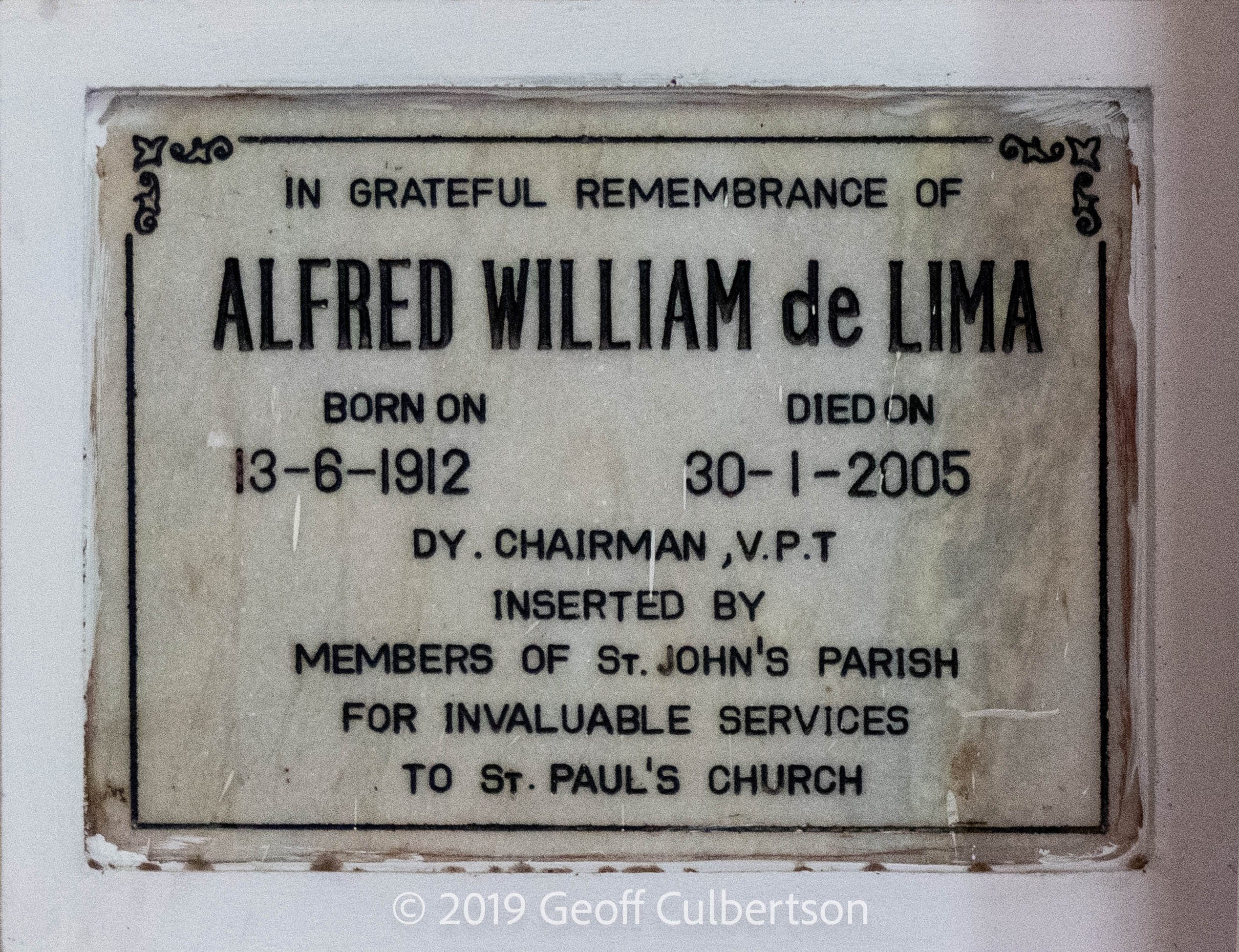 MI - Alfred William de Lima died 20-Jan-2005